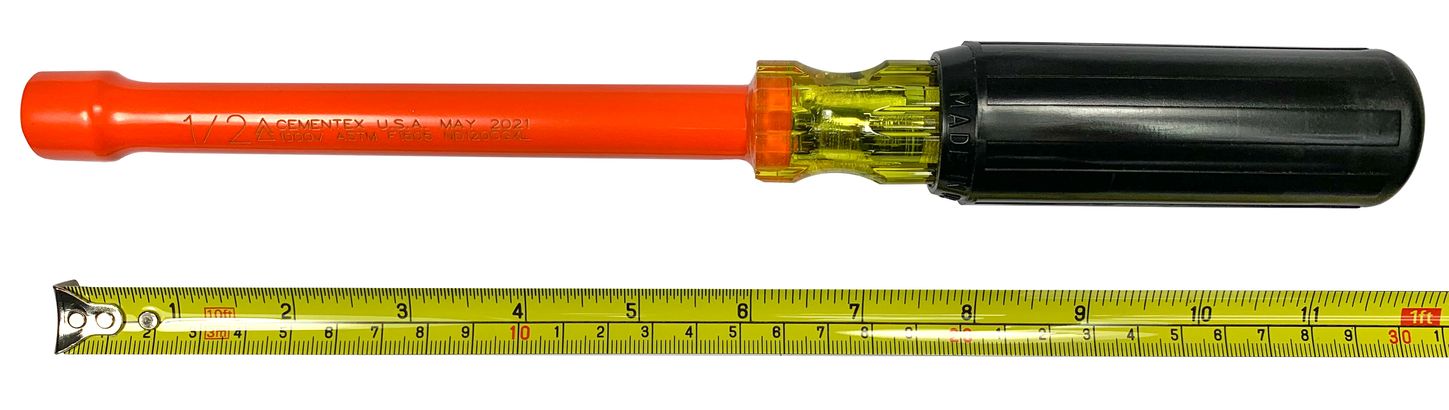 Cementex ND120XLCG Insulated Nut Driver 6-inch Shank Cushion Grip Size
