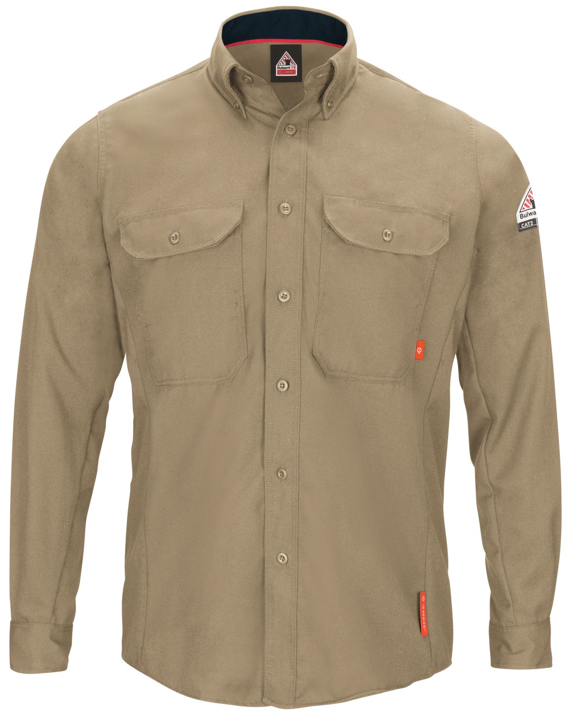 bulwark-fr-shirt-qs52-iq-series-comfort-woven-long-sleeve-lightweight-khaki-front.jpg