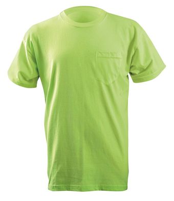 Occunomix LUX-300P Classic Cotton Short Sleeve T-Shirt w/Pocket Lime Front