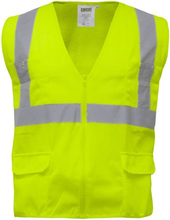RefrigiWear 0198 Zipper Mesh Safety Vest Lime Front