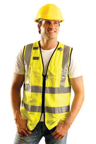 Occunomix LUX-SSFULLZ Hi-Viz Solid Dual Stripe Surveyor Vest With Zipper