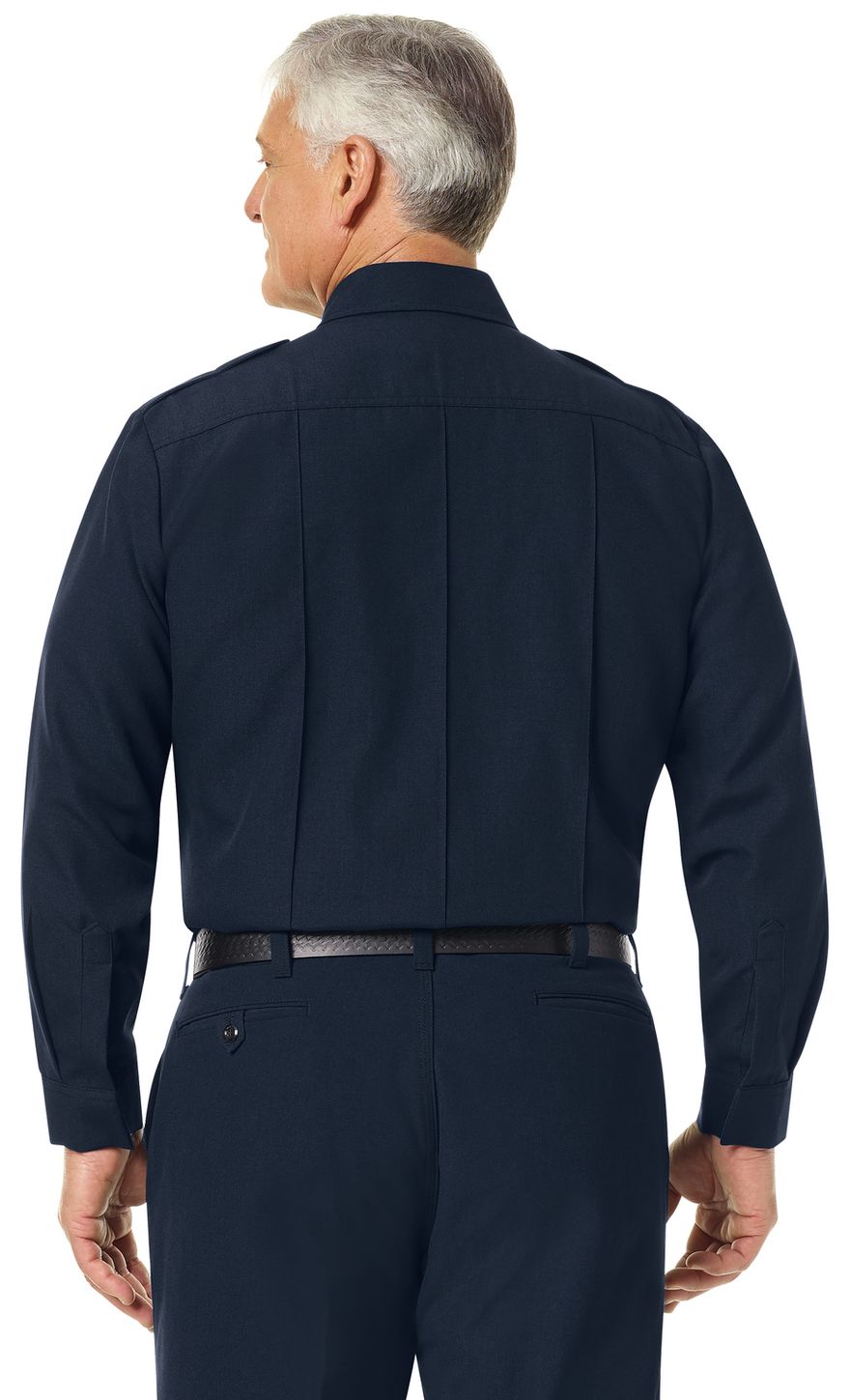 Workrite FR Fire Officer Shirt FSE0 Classic Long Sleeve Midnight Navy Example Back