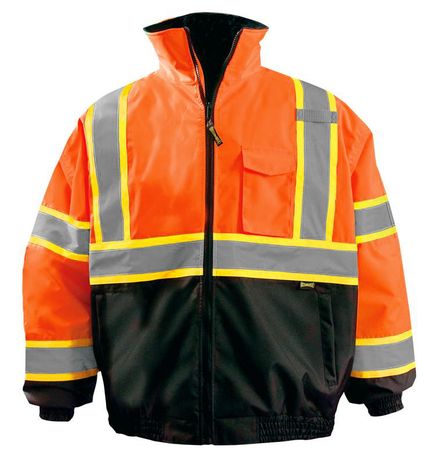 Occunomix LUX-350-B2X Black Bottom 2-in-1 X-Back Bomber Jacket Orange Front