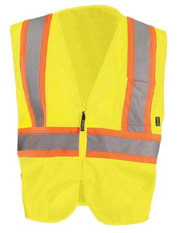 Occunomix ECO-IM2TZ Mesh Two-Tone Vest With Zipper Front Yellow