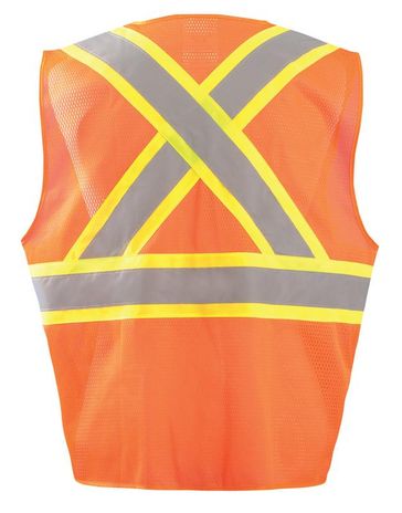 Occunomix ECO-ATRNSMX HiViz Two-Tone Surveyor X-Back Mesh Vest Back Orange