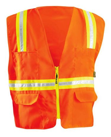 Occunomix LUX-XTRANS Hi-Viz Solid Two-Tone Surveyor Vest Orange Front