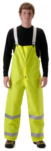 nasco worklite yellow hi viz lightweight tear resistant foul weather bibs