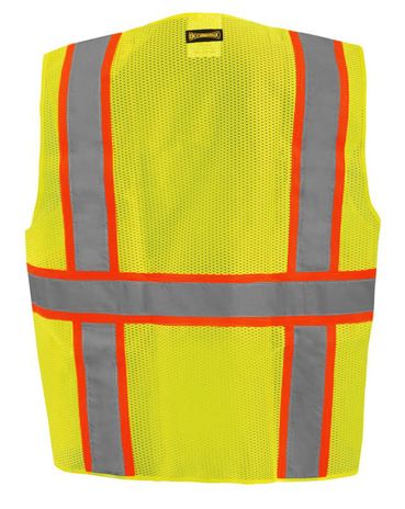 Occunomix LUX-ATRNSM Class 2 Mesh Two-Tone Surveyor Vest Yellow Back