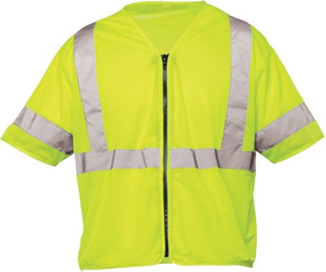 OK-1 Safety Vests S3O-04, S3L-04 - Class 3 Mesh Polyester Fluorescent Lime