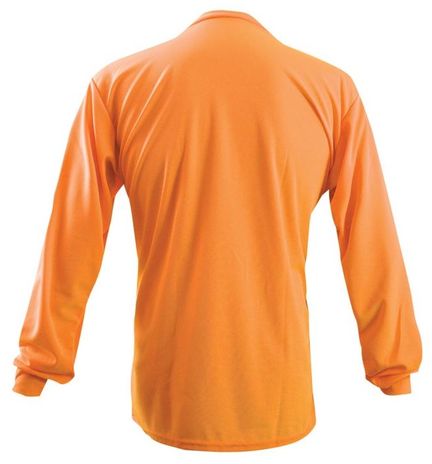 Occunomix LUX-XLSPB Non-ANSI Long Sleeve Wicking Birdseye T-Shirt w/Pocket Back Orange