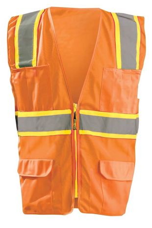 Occunomix LUX-ATRANS Class 2 Solid Two-Tone Surveyor Vest Front Orange