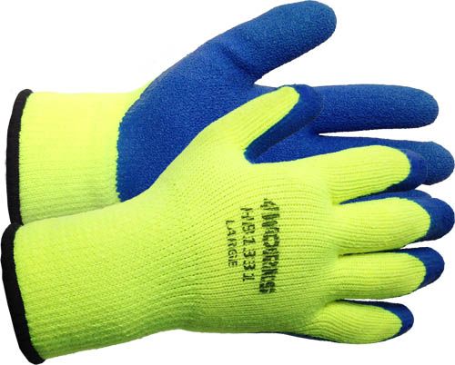 Crinkle Finished Hi-Vis Lime Insulated Winter Rubber-Coated Gloves BGWLAC-LM 