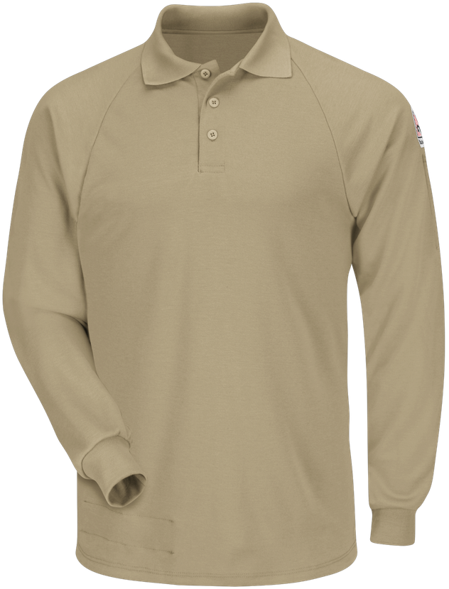 bulwark-fr-polo-smp2-classic-lightweight-long-sleeve-khaki-front.png