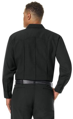 Workrite FR Firefighter Shirt FSF4, Classic Long Sleeve, Western Black Example Back