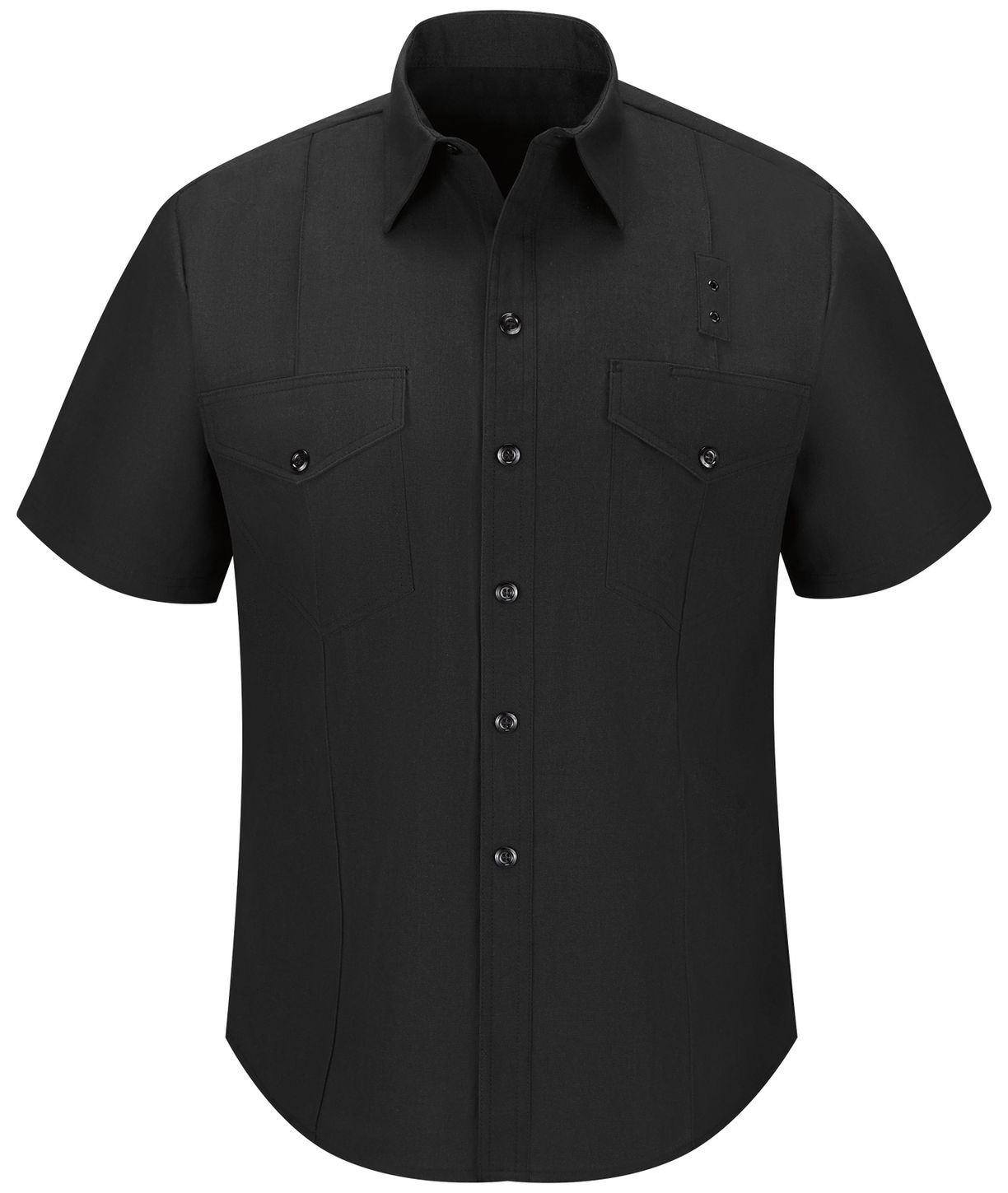 Workrite FR Firefighter Shirt FSF6, Classic Short Sleeve, Western Black Front