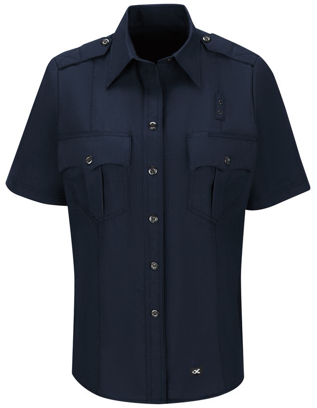 Workrite FR Women's Fire Officer Shirt FSE3, Classic Short Sleeve Navy Midnight Navy Front