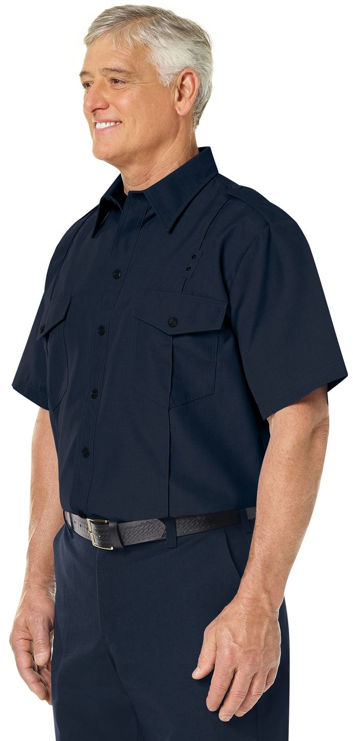 Workrite FR Fire Chief Shirt FSC2 Classic Short Sleeve Midnight Navy Example Left