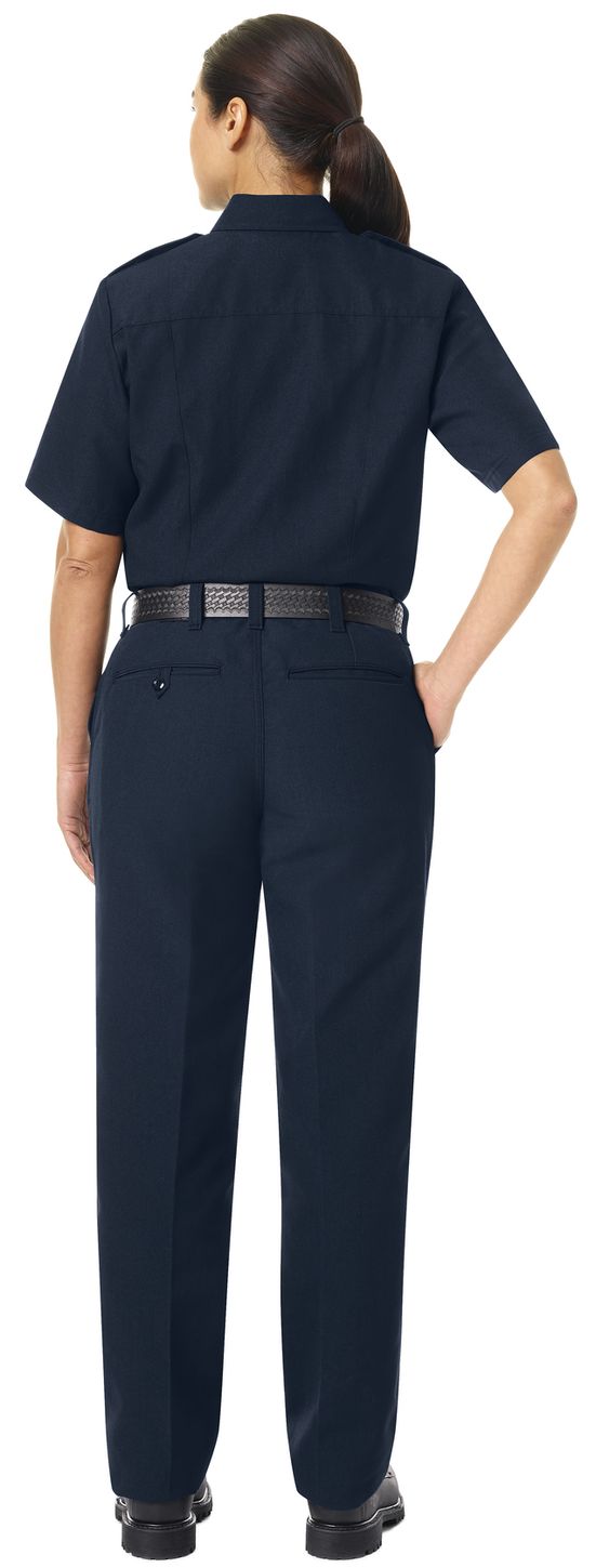 Workrite FR Women's Chief Shirt FSC7, Classic Short Sleeve Midnight Navy Example Back