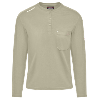 Bulwark-fr-womens-stl3-flex-knit-henley-khaki-front