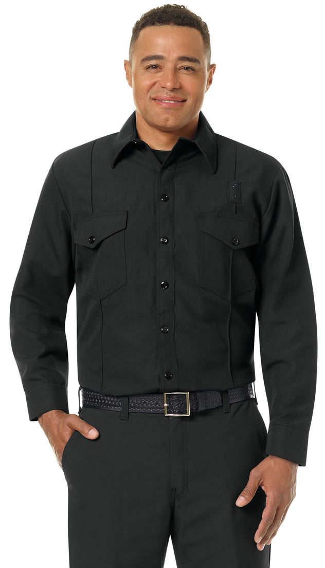 Workrite FR Firefighter Shirt FSF0 Classic Long Sleeve Black Example Front
