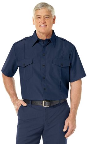 Workrite FR Fire Chief Shirt FSC2 Classic Short Sleeve Navy Example Front