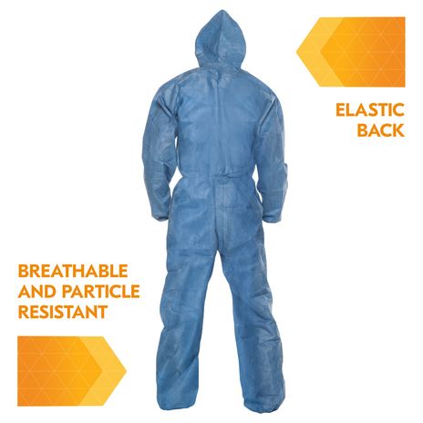 Kimberly Clark Kleenguard Coverall A20 Breathable - Blue Elastic Back Wrists Ankles and Hood Back