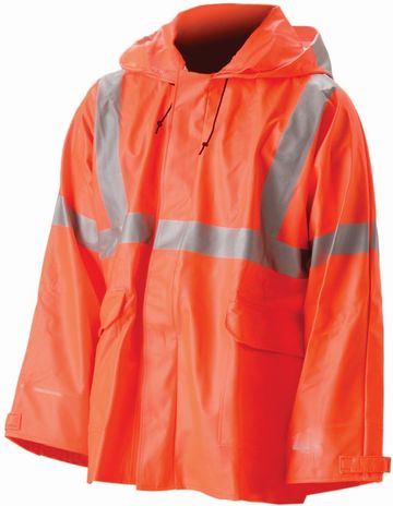 Nasco Sentinel 4503J Arc & Flash Fire Waist Length Rain Jacket Fluorescent Orange Front