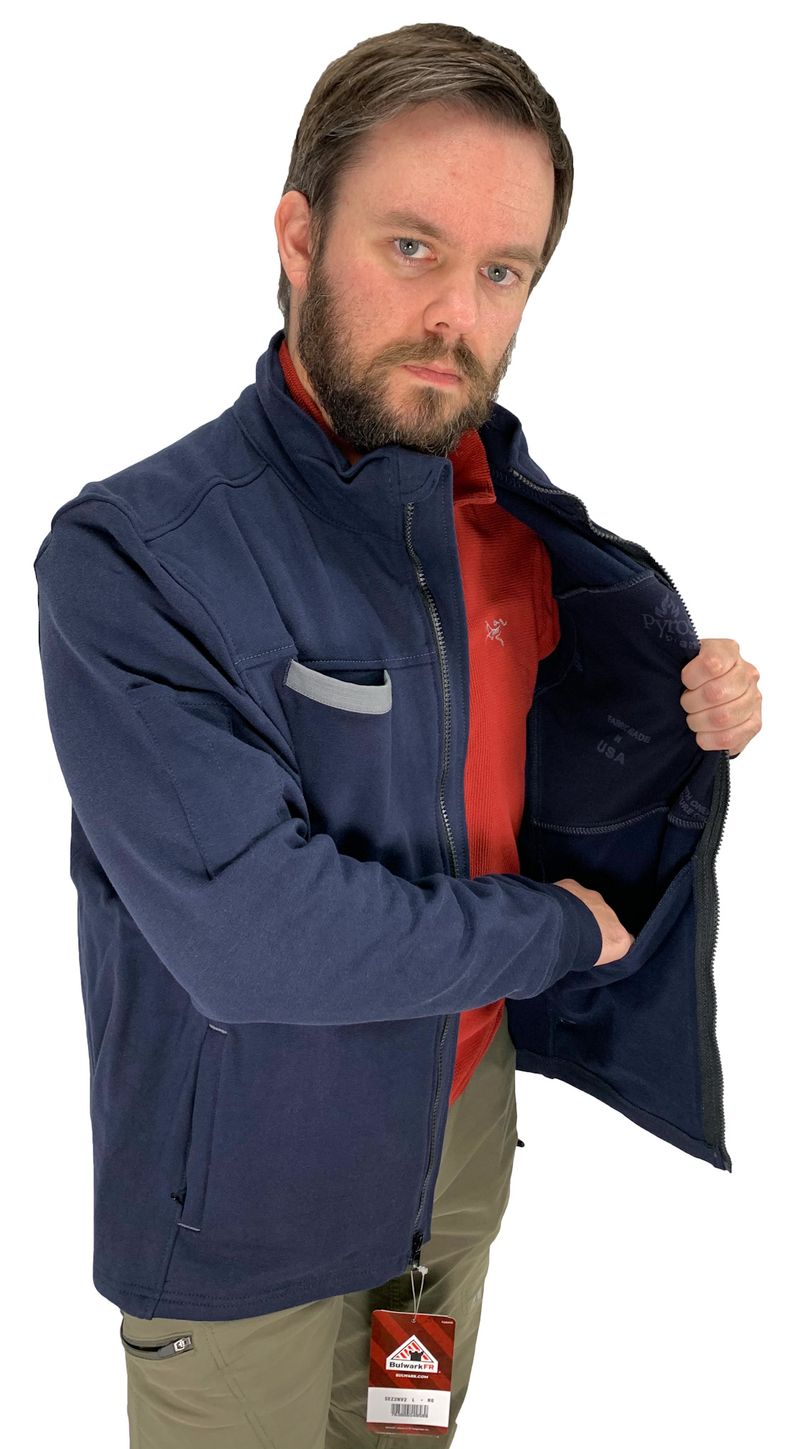 cigaret Vær modløs Et kors Bulwark FR Jacket SEZ2, Fleece Zip-Up — Coat Size: L, Length: Regular,  Garment Primary Color: Navy — Legion Safety Products