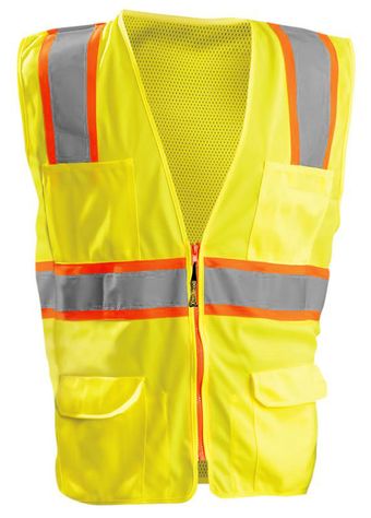 Occunomix LUX-ATRNSM Class 2 Mesh Two-Tone Surveyor Vest Yellow Front