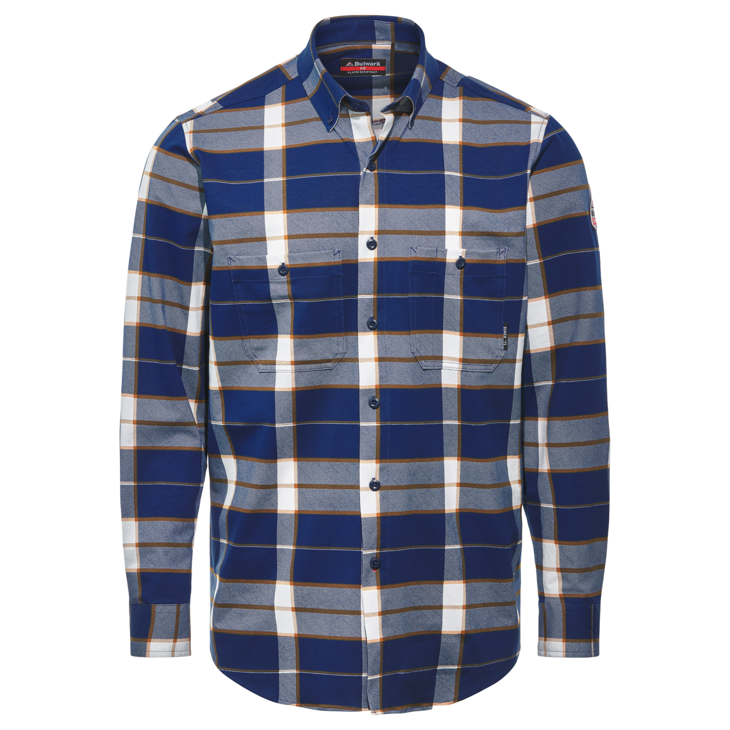 BulwarkFR-STG2-KNIT-BUTTON-DOWN-SHIRT-PLAID-FRONT