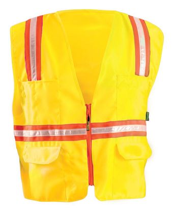 Occunomix LUX-XTRNSM Hi-Viz Mesh Two-Tone Surveyor Vest Yellow Front