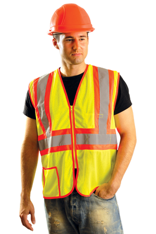Occunomix LUX-SSCLC2Z Hi-Viz Mesh Two Tone Vest With Zipper Example