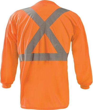 Occunomix LUX-LST2BX Long Sleeve Wicking Birdseye X-Back T-Shirt Orange Back