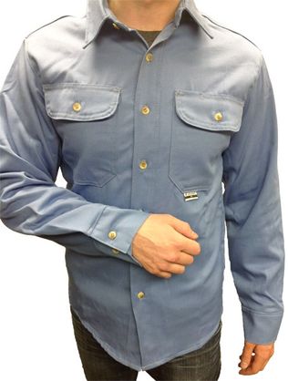 CPA Blue Fire Retardant Shirt Close-Up
