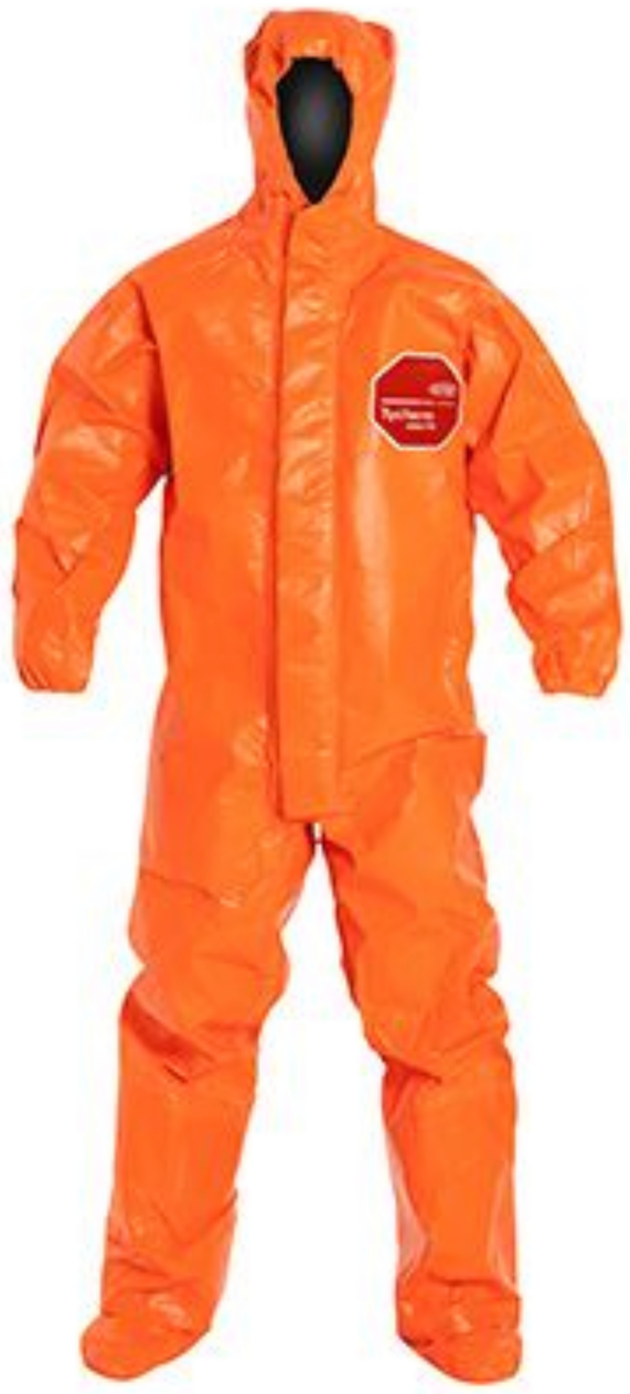 DuPont Tychem ThermoPro Suit with Hood - Elastic Wrists - Socks - Double Storm Flap - TP199T Front