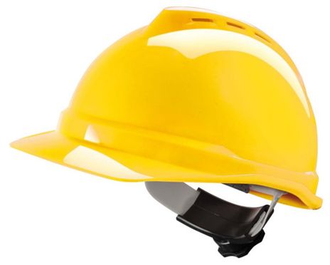 MSA Hard Hat in Yellow - V-Gard 500 with 4-PT Fas-Trac Suspension