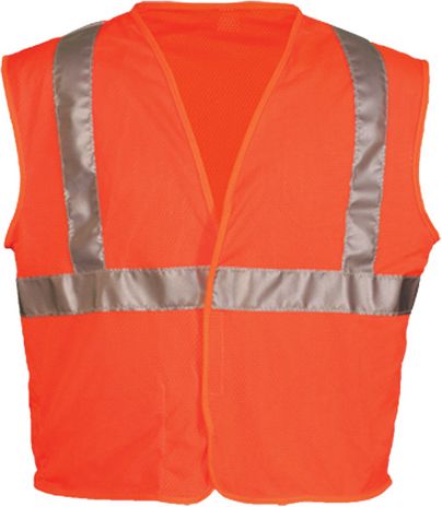 OK-1 Economy Safety Vests OK-A1L, OK-A1O - Class 2 Mesh Polyester Fluorescent Orange