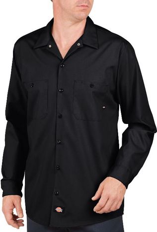 Dickies Ll535 Mens 4.25 Oz Navy Blue Industrial Long Sleeve Work Shirt