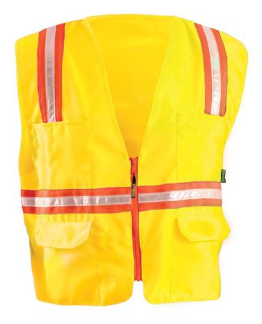 Occunomix LUX-XTRNSM Hi-Viz Mesh Two-Tone Surveyor Vest Yellow Front