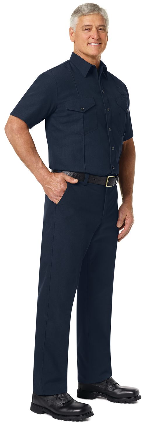 Workrite FR Firefighter Shirt FSF2 Classic Short Sleeve Midnight Navy Example Right