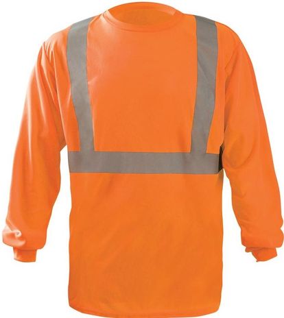 Occunomix LUX-LST2BX Long Sleeve Wicking Birdseye X-Back T-Shirt Orange Front
