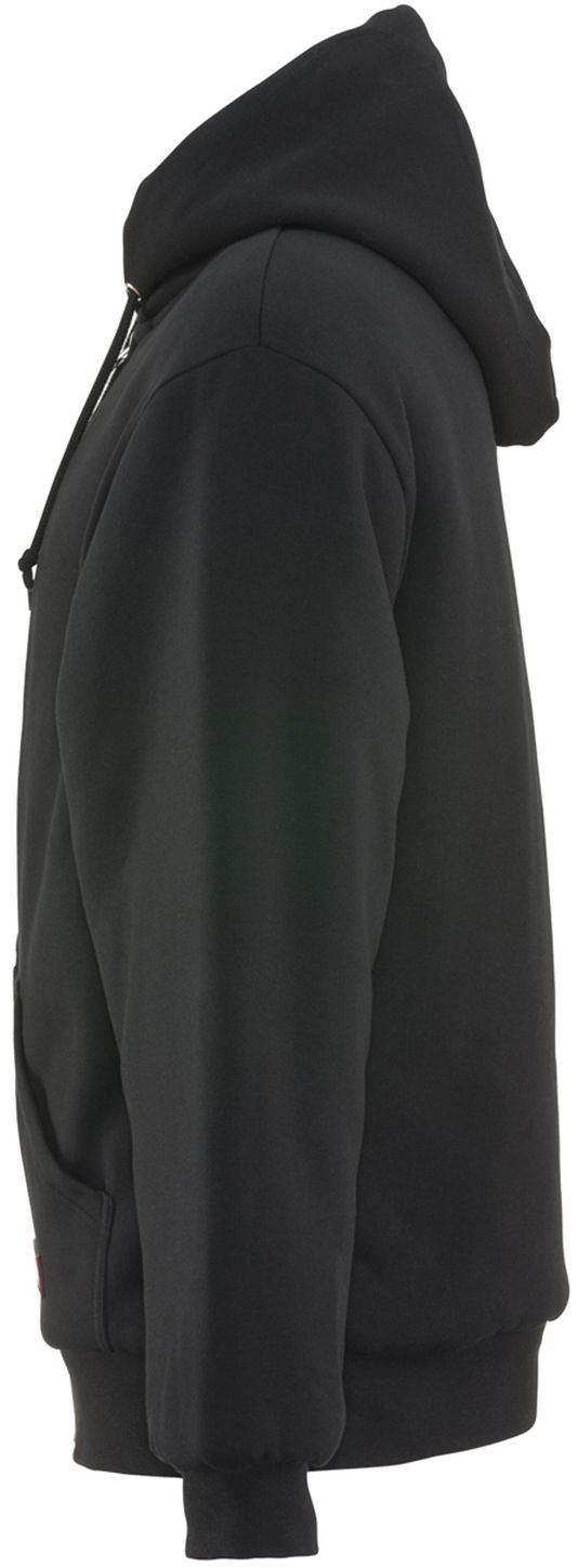 RefrigiWear 0488 Quilted Insulated Zipper Work Sweatshirt With Hood 3 Layer Black Left