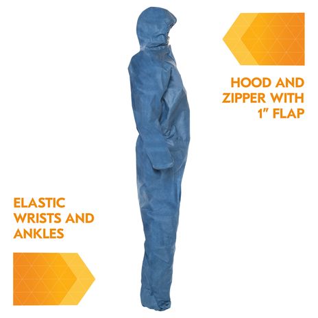 Kimberly Clark Kleenguard Coverall A20 Breathable - Blue Elastic Back Wrists Ankles and Hood Right
