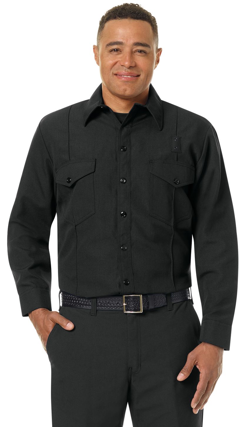 Workrite FR Firefighter Shirt FSF0 Classic Long Sleeve Black Example Front