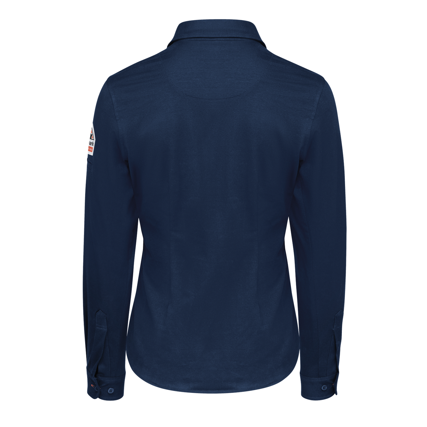 Bulwark-stg5-womens-flex-knit-button-down-navy-back