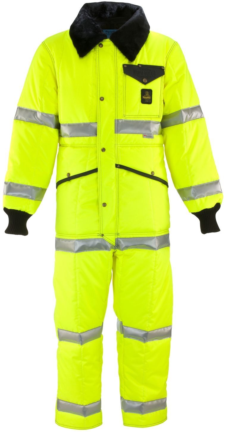 RefrigiWear 0344L2 Hivis Iron-Tuff Coverall Lime Front
