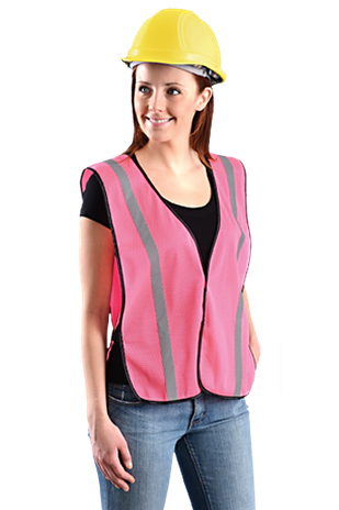 Occunomix LUX-XSBML Hi-Viz Mesh Silver Reflective Vest, Pink, NON ANSI