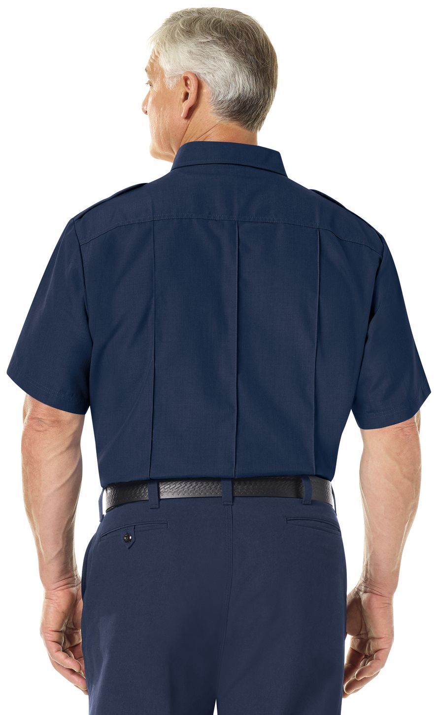 Workrite FR Fire Chief Shirt FSC2 Classic Short Sleeve Navy Example Back