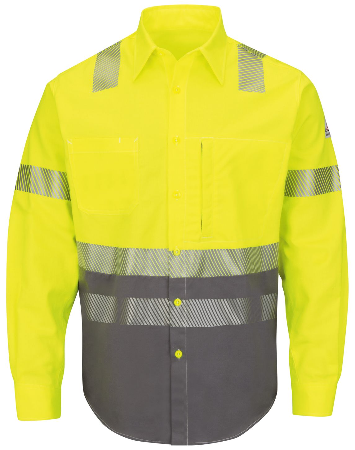 bulwark-fr-hi-visibility-shirt-slb4-color-block-uniform-yellow-green-front.jpg