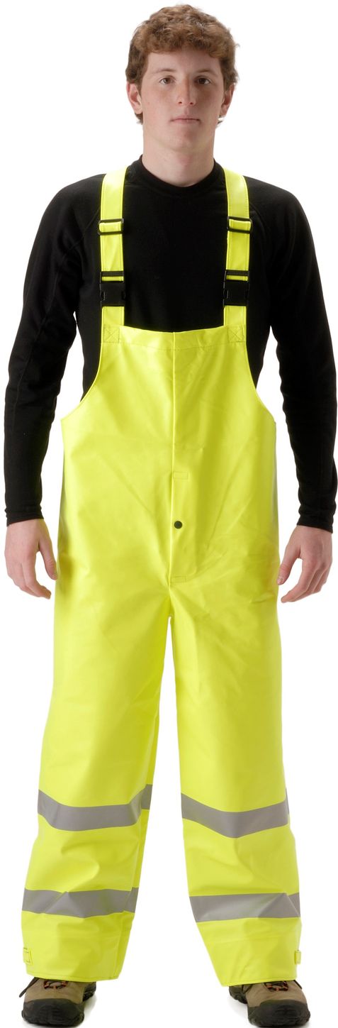 Nasco Sentinel 4501T Arc & Flash Fire Bib-Style Rain Trouser Fluorescent Yellow Front Example